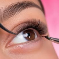 Close-up of volume lash extensions
