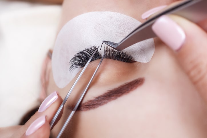 Applying eyelash extensions with Lash Stuff eyelash extension supplies