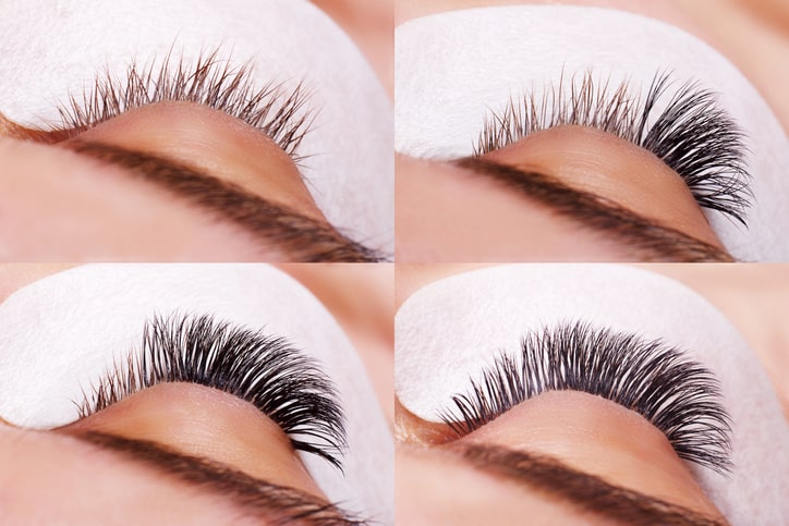 Different Stages of applying eyelash extension adhesive