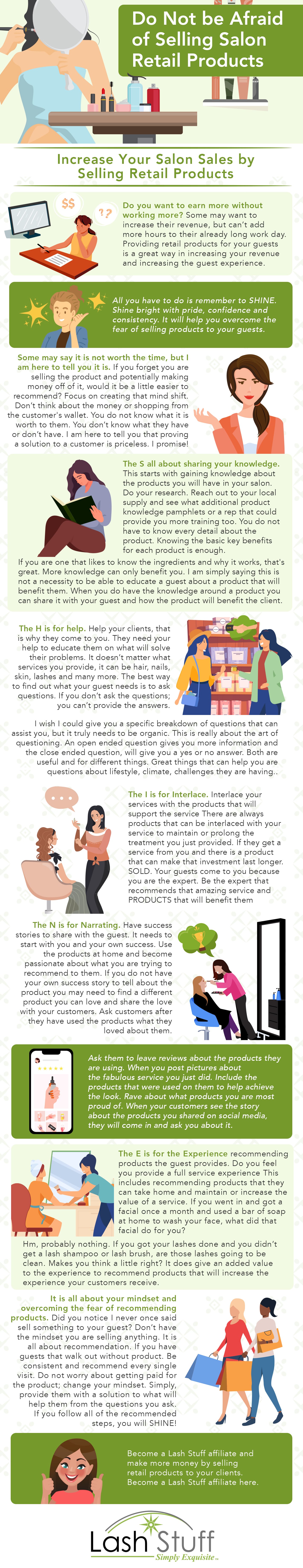 Info Graphic on how to sell products to salon clients