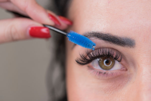 Woman with eyelash extensions