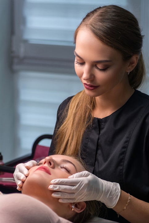 Stylist Applying a Lash Lift