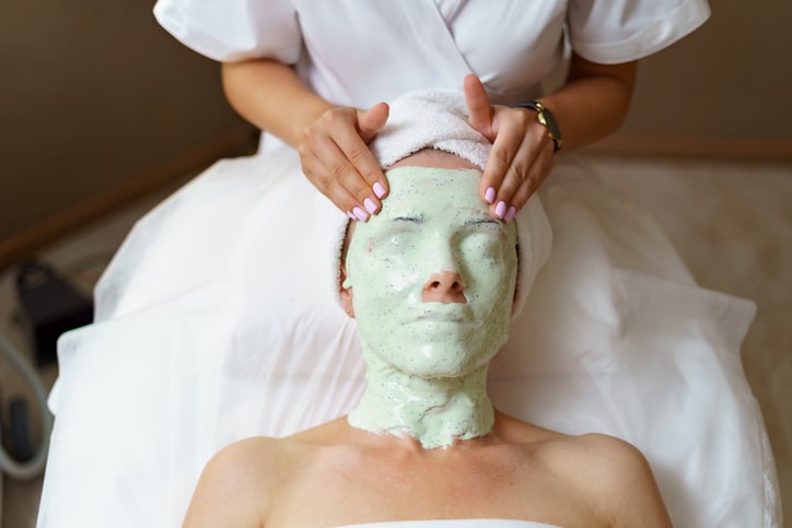 Woman with jelly peel off mask