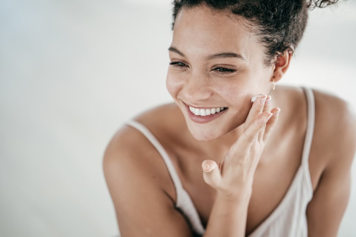 Woman caring for here skin