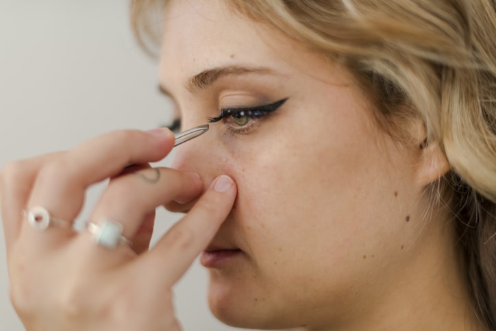 Woman Applying Magnetic Eyelashes
