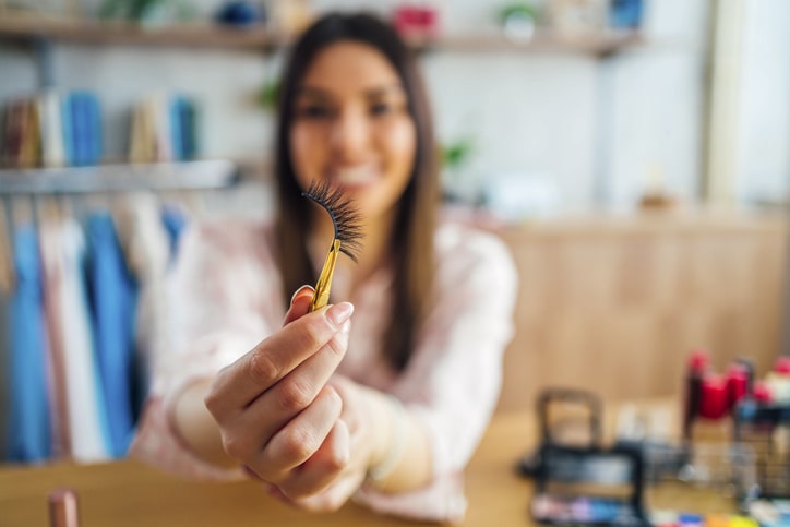 Woman Showing Best Fake Eyelashes